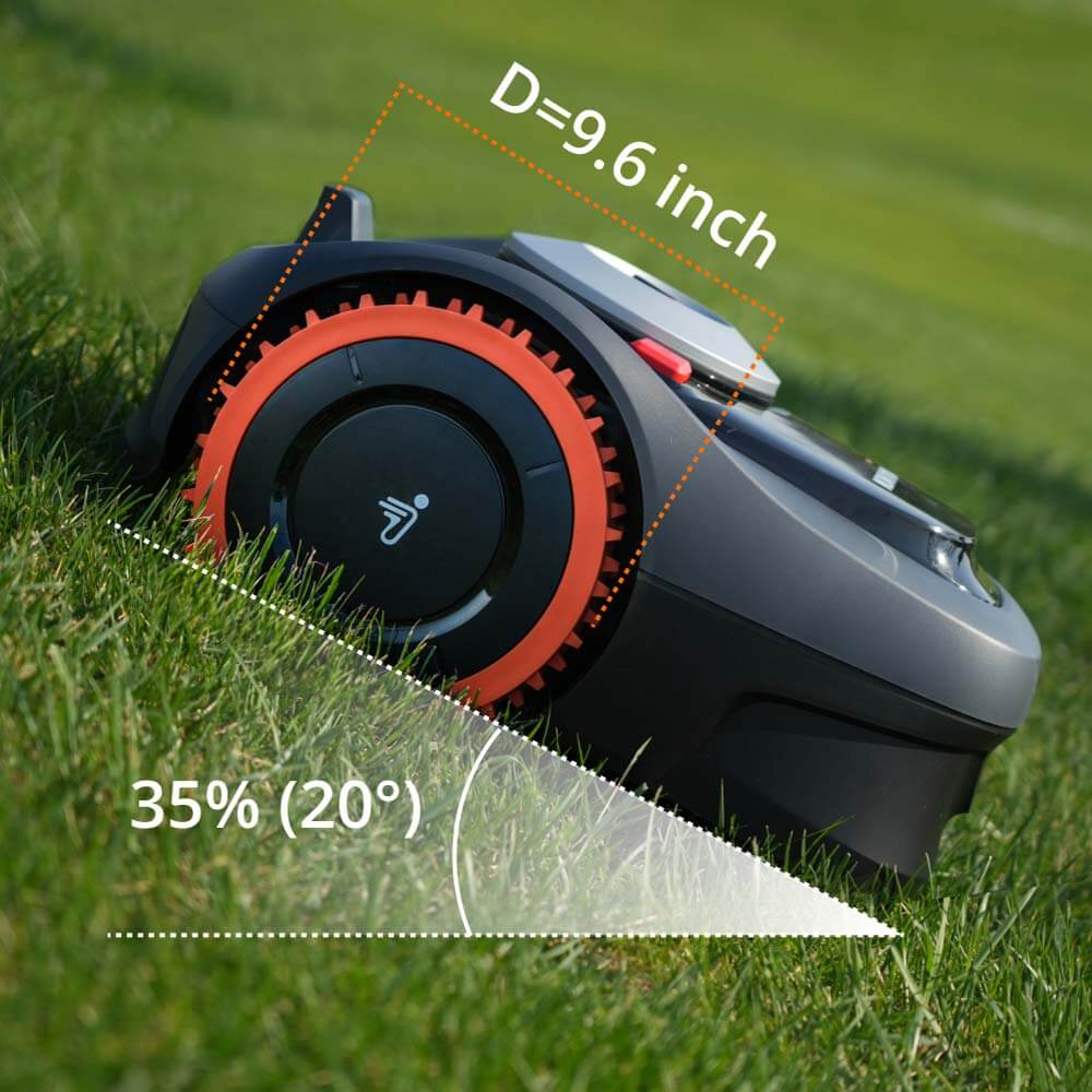 Segway Navimow i Series robot lawn mower climbing steep slope.