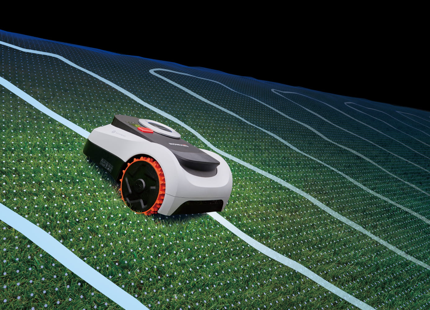 A Segway Navimow i Series robot lawn mower mows grass.