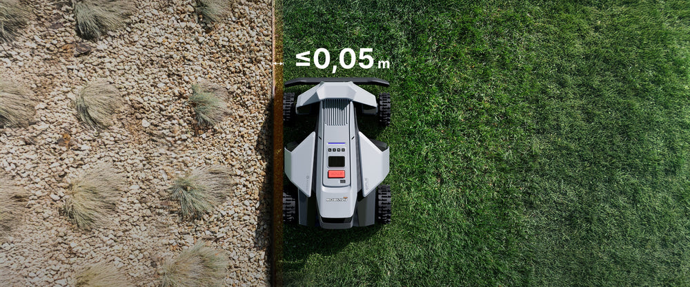 Navimow i105E robot lawn mower precisely mows the green yard.