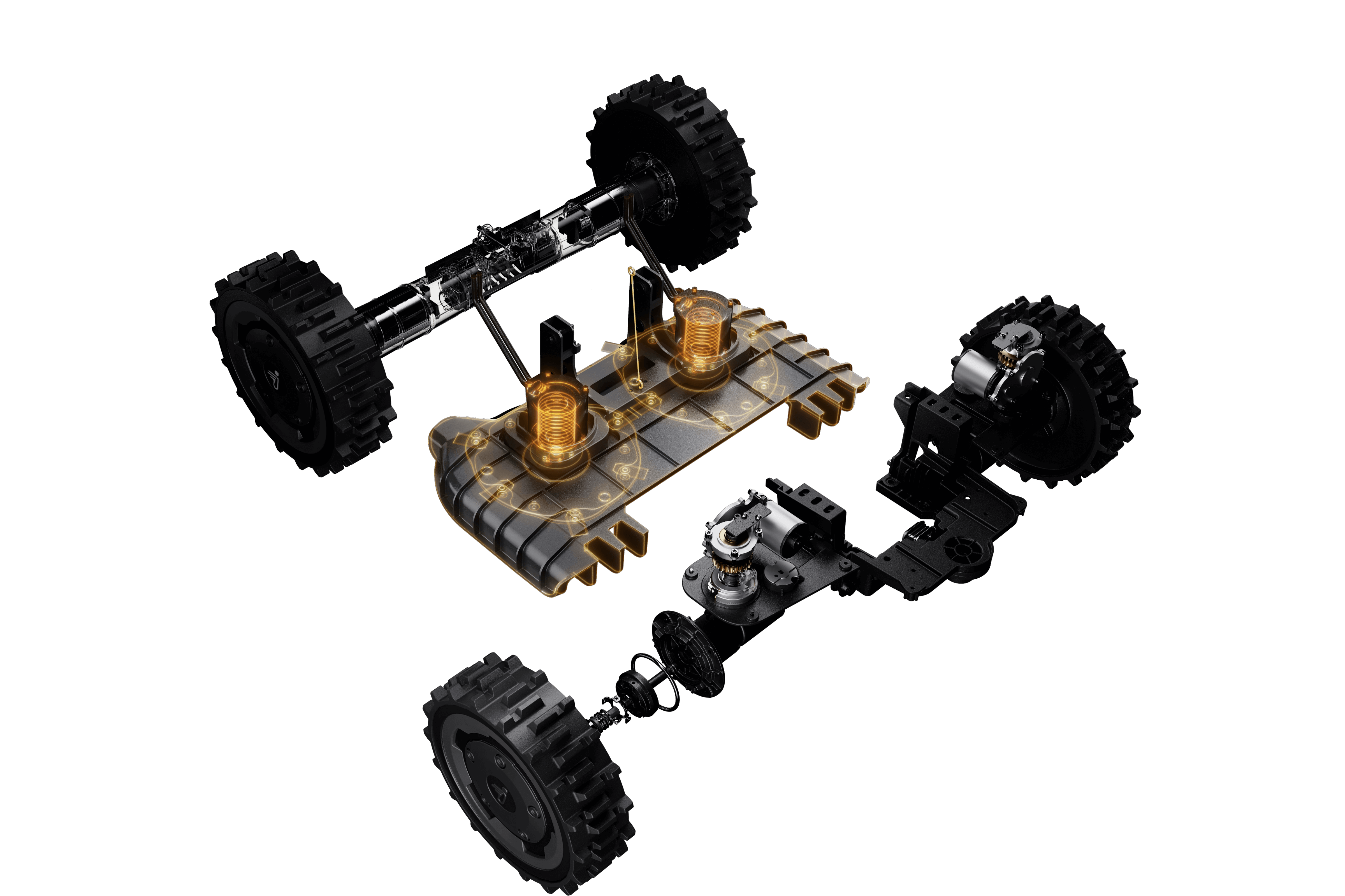 Detailed internal assembly of the Navimow i110E robot lawn mower.
