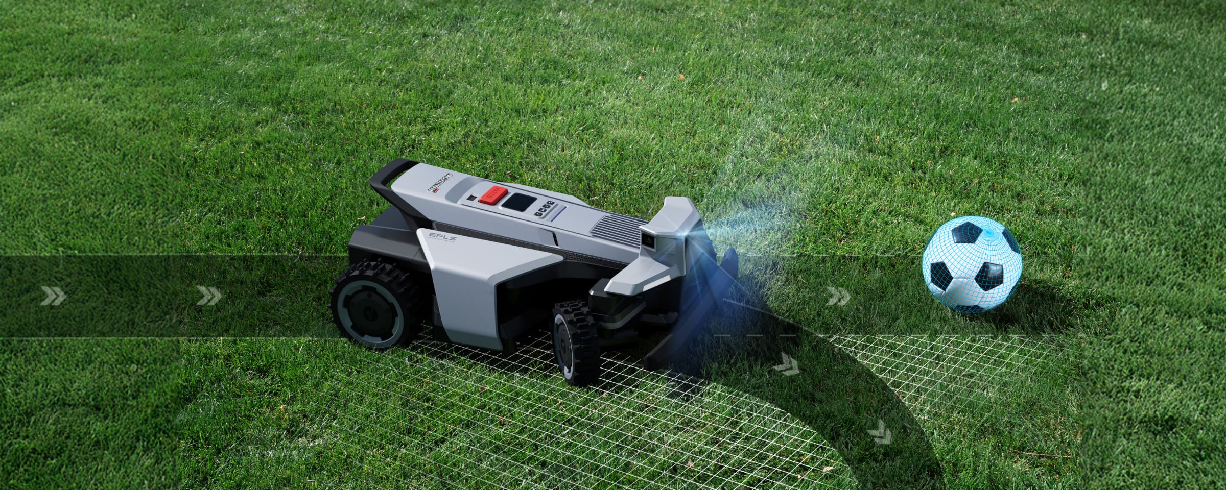 Navimow i Series robot lawn mower detects a soccer ball.